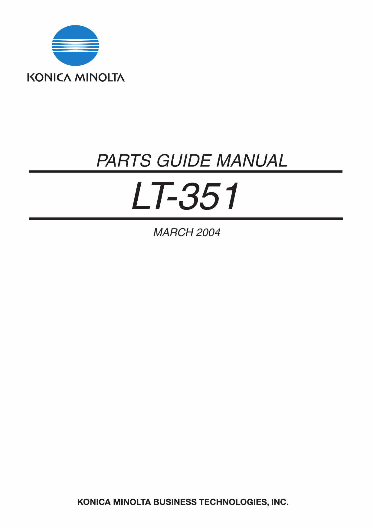 Konica-Minolta Options LT-315 Parts Manual-1